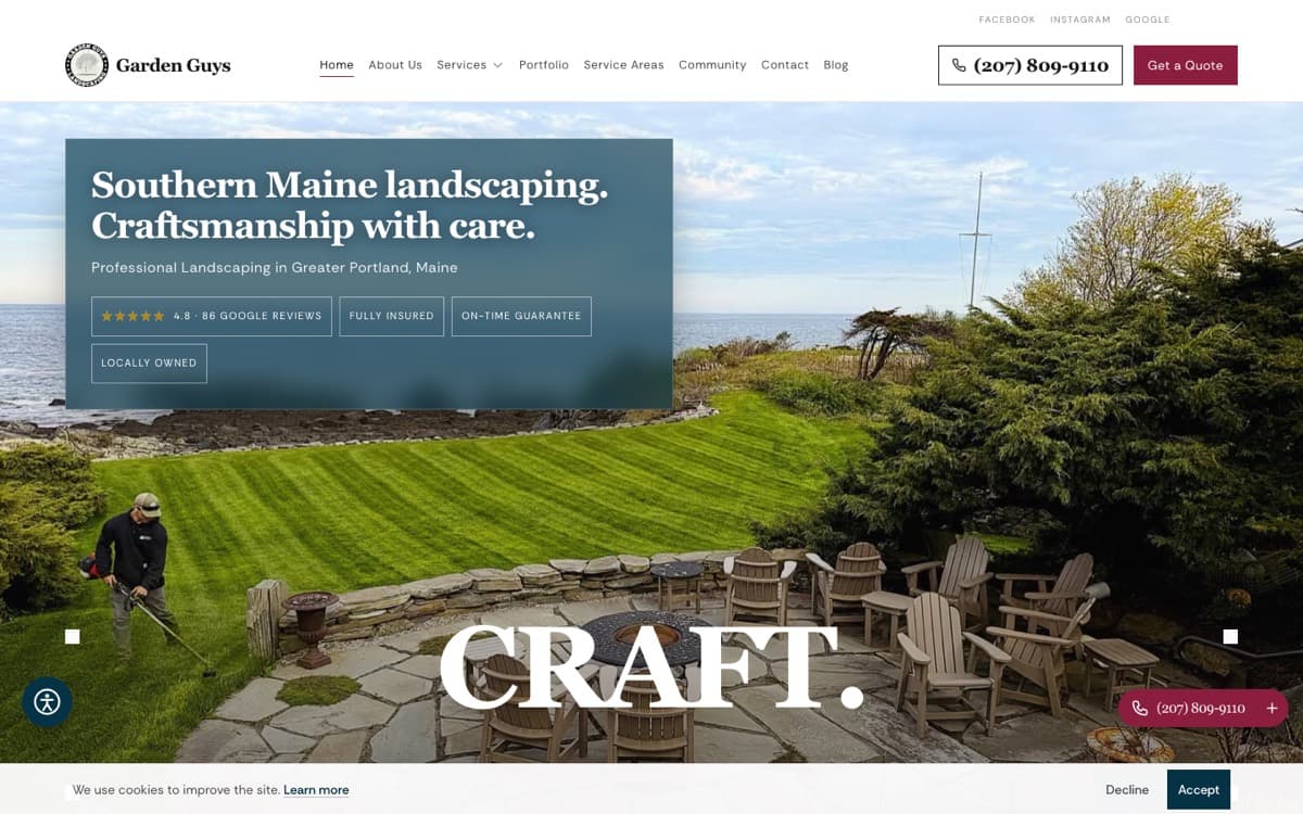 Garden Guys Landscaping homepage, desktop